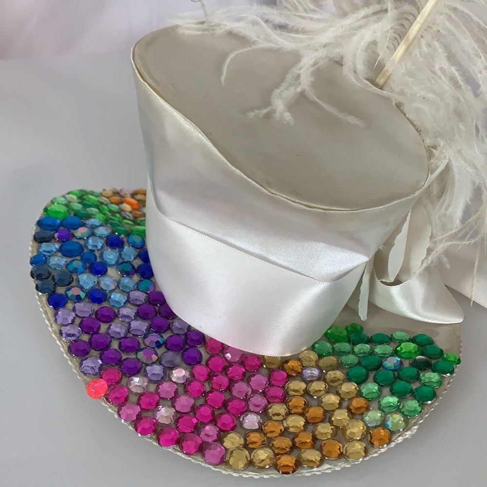 Rainbow Tiny Top Hat With Feathers - image 1